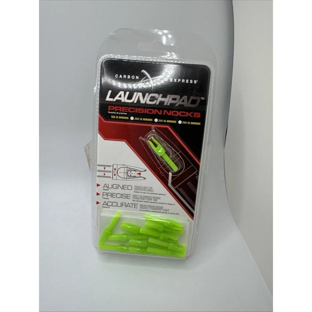 Archery Carbon Express .166 Launchpad Precision Nock 12-Pack - Clear/Green